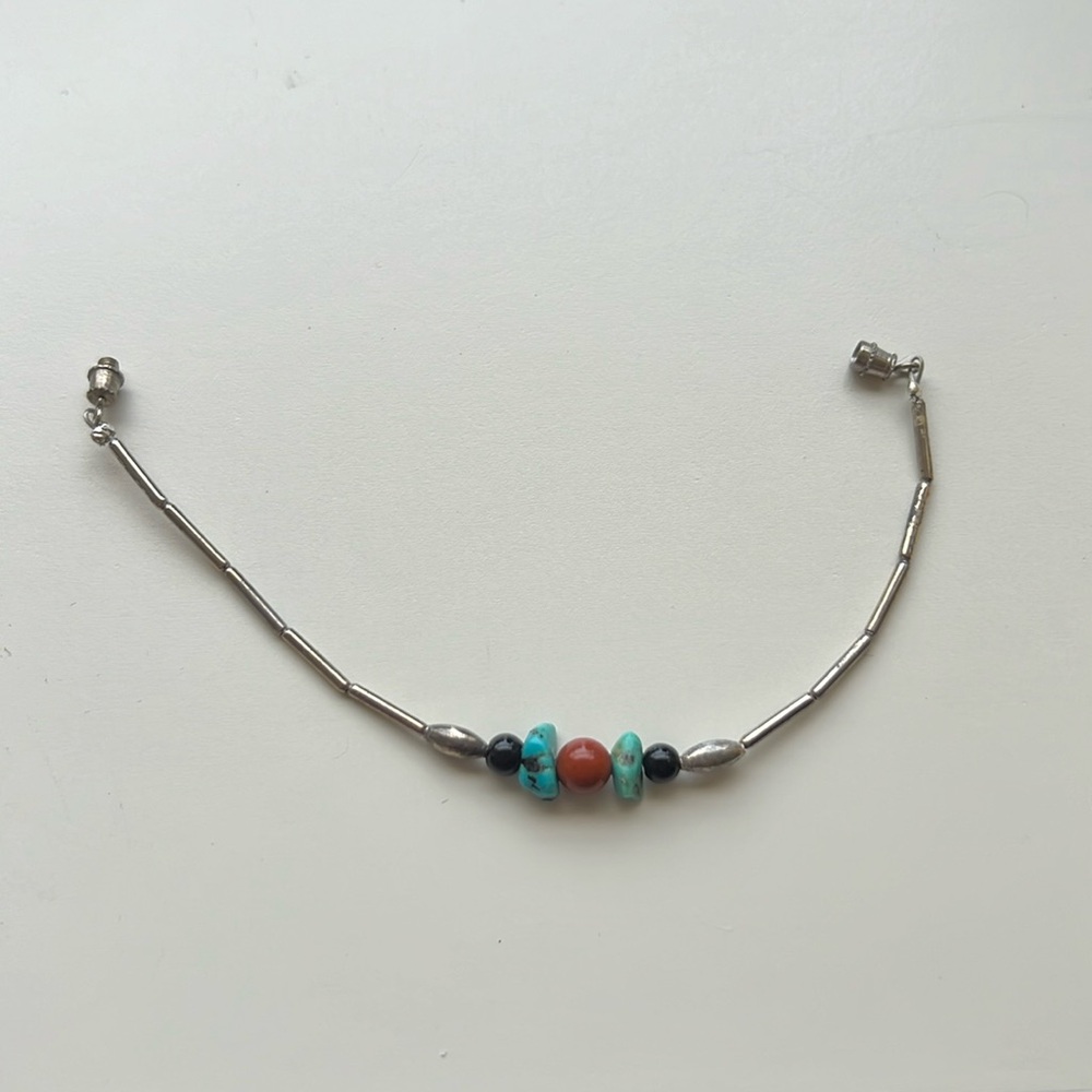 Silver and turquoise bracelet